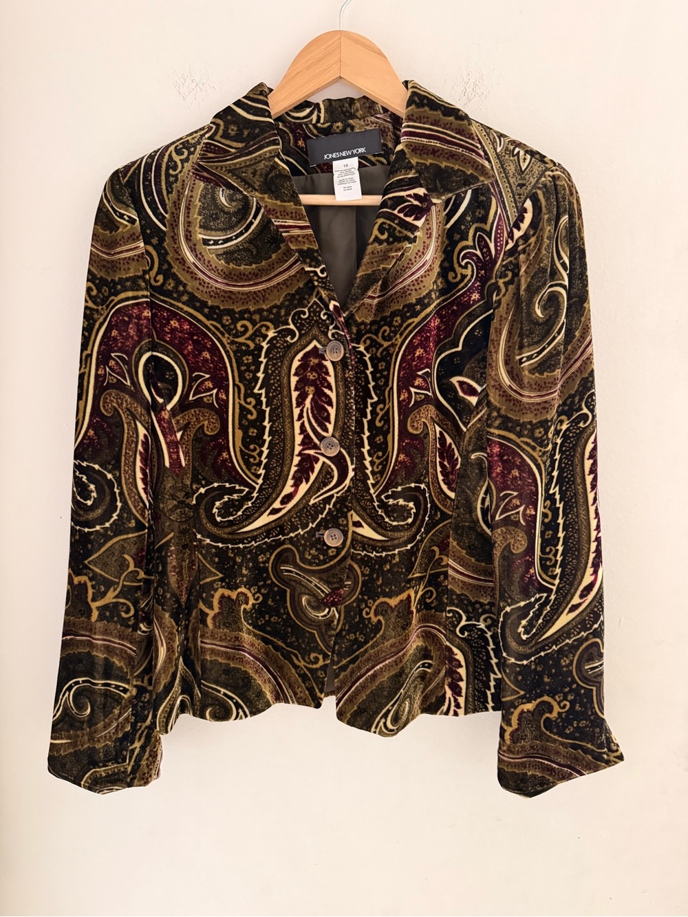 Vintage Jones New York Silk Blend Velvet Paisley Blazer Jacket Sz 10 Whimsigoth
